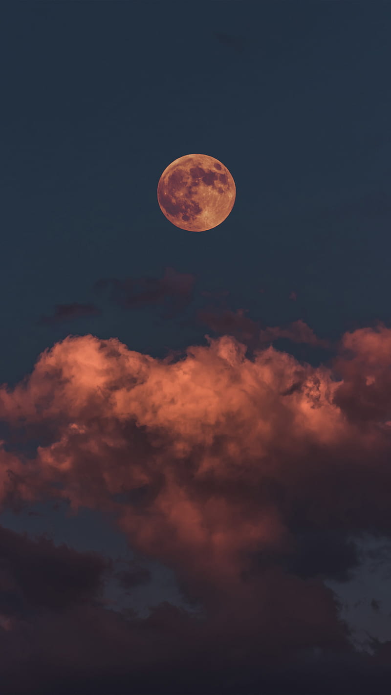Moon Sky, Bomb, bonito, cloud, clouds, cool, evening, night, orange, graphy, space, surreal, HD phone wallpaper
