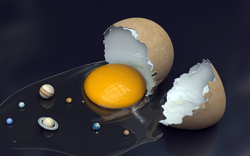 Who Knew They Tasted So Good, egg, planets, humor, space, galaxy, HD wallpaper