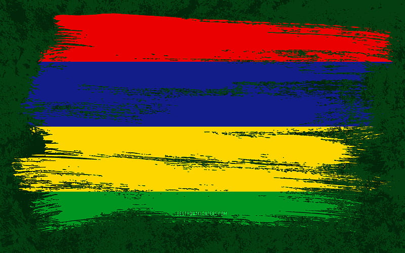 Flag of Mauritius, grunge flags, African countries, national symbols, brush stroke, grunge art, Mauritius flag, Africa, Mauritius, HD wallpaper