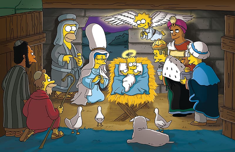 Homer Simpson, Christmas, Tv Show, Bart Simpson, Lisa Simpson, The Simpsons, Maggie Simpson, Marge Simpson, Seymour Skinner, Carl Carlson, Julius Hibbert, Lenny Leonard, HD wallpaper