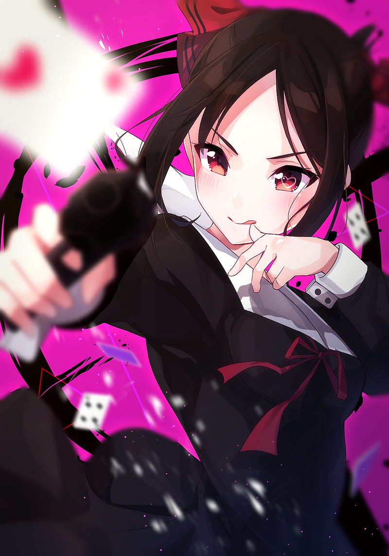 anime girls, Kaguya-Sama: Love is War, Kaguya Shinomiya, weapon, HD phone wallpaper