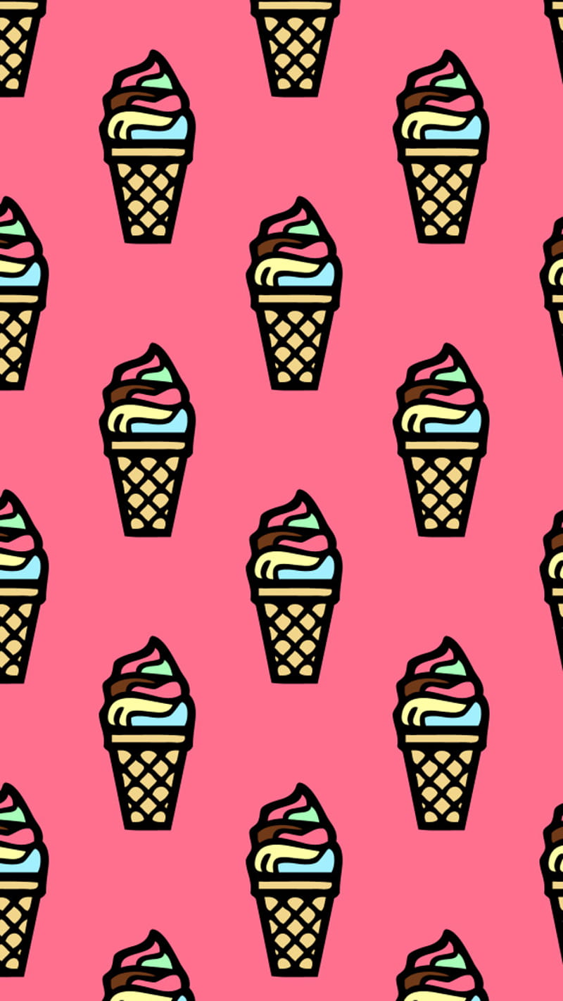Ice Cream Cones, colorful, cone, cute, ice cream, pattern, pink, HD phone wallpaper