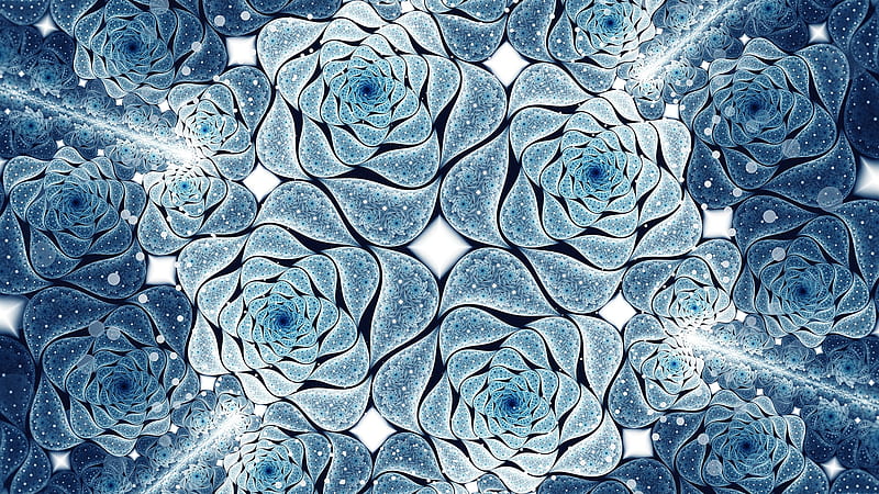 fractal art, flower shape, frozen, nested shapes, Abstract, HD wallpaper