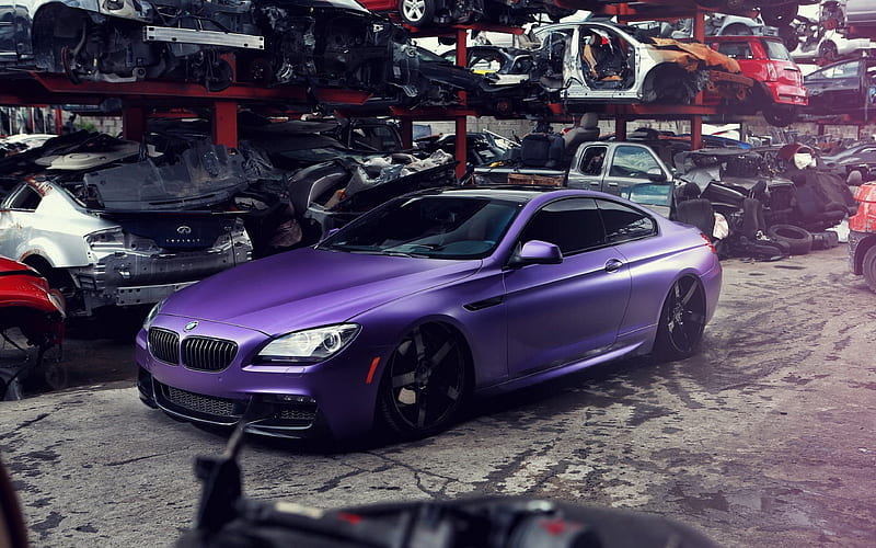 BMW M6, F12, tuning supercars, 6-Series, car dump, purple bmw, HD wallpaper
