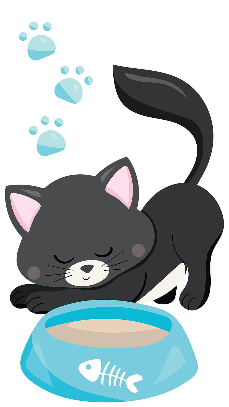 Black Kitty, black cat, cartoon, cat, crazy cat lady, cute cat, phone for  kids, HD phone wallpaper | Peakpx