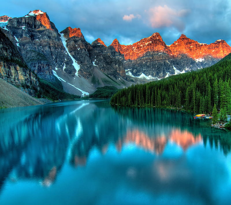 Mountain Lake, bonito, forest, sunrise, water, HD wallpaper