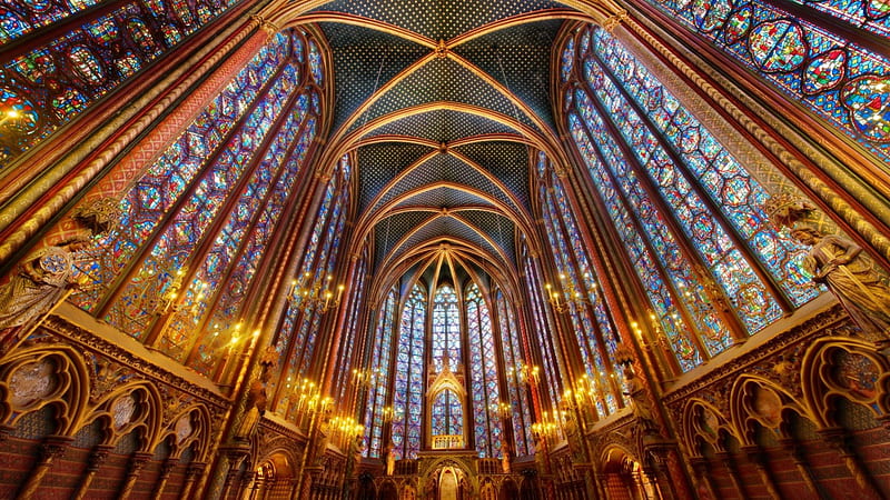 Cathedral Interior, Stained Glass Windows, Architecture, Cathedrals, Church Interiorss, Regligious Structures, HD wallpaper