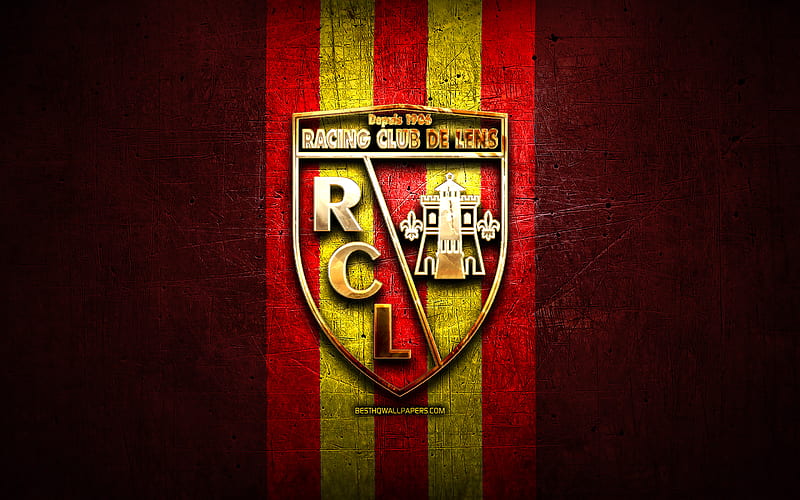 Lens FC, golden logo, Ligue 2, red metal background, football, RC Lens,  french football club, HD wallpaper | Peakpx