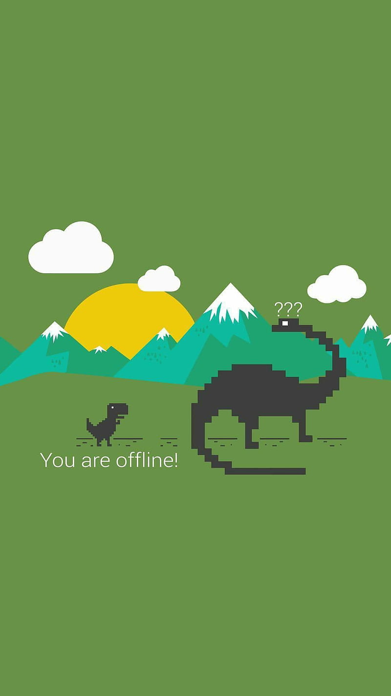you are offline, dinosaurs, pic, HD phone wallpaper