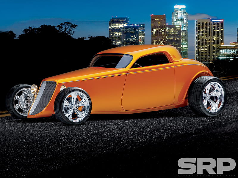 Over-Hauled, custom, 33, roadster, orange, HD wallpaper