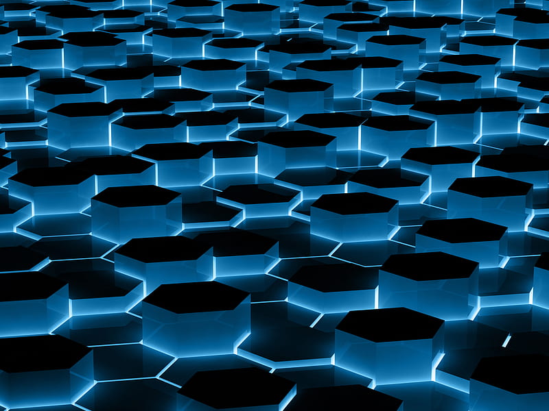 Blue Hexagonal Dark Futuristic Hexagon Lights Tron HD     HD   Blue Hexagonal Dark Futuristic Hexagon Lights Tron 