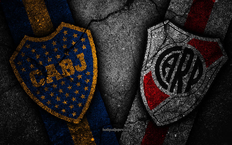 Boca Juniors vs River Plate, Copa Libertadores 2018, Final, creative, Boca Juniors FC, River Plate FC, black stone, HD wallpaper