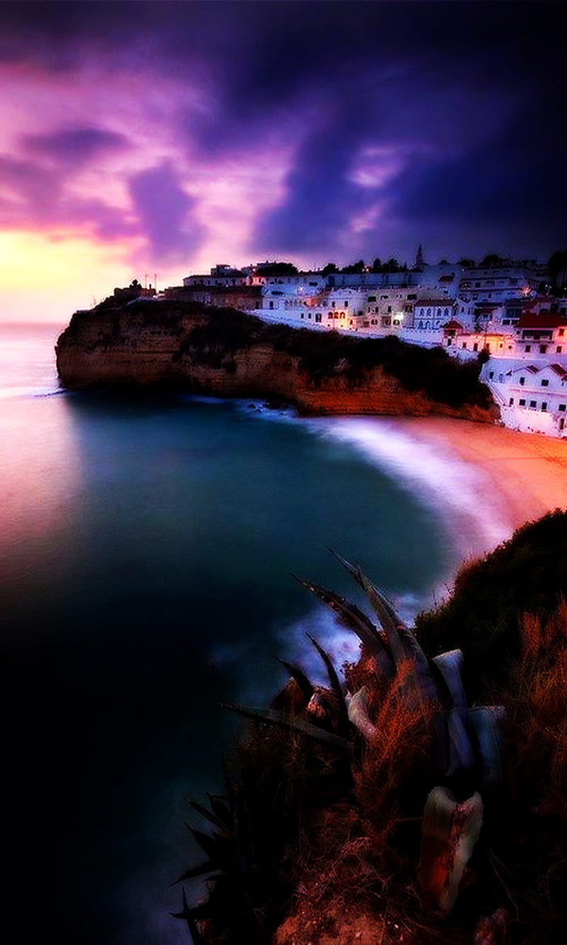 Portugal, algarve, beach, carvoeiro, sea, view, HD phone wallpaper