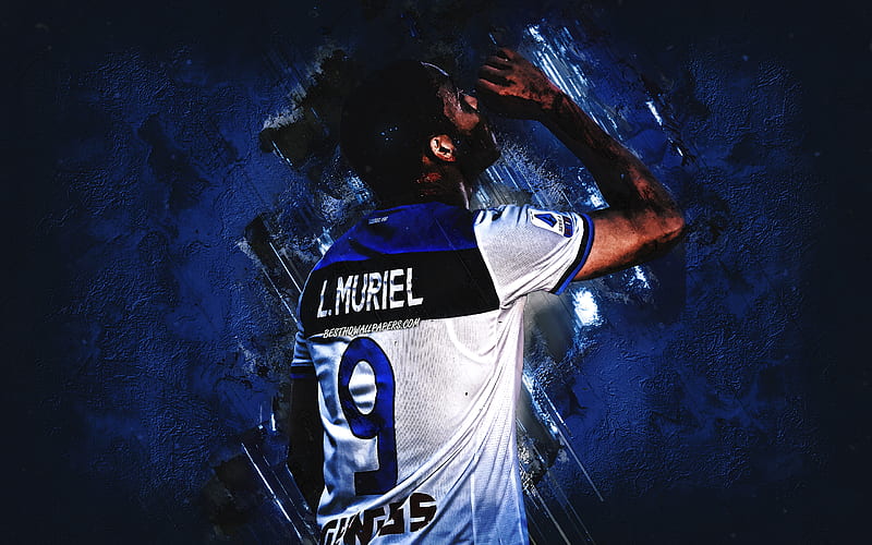 Luis Muriel, Colombian footballer, Atalanta, blue creative background, soccer, Serie A, Champions League, HD wallpaper