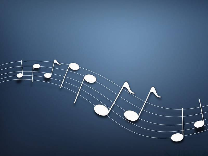 Musical notes, notes, background, blue, music, HD wallpaper