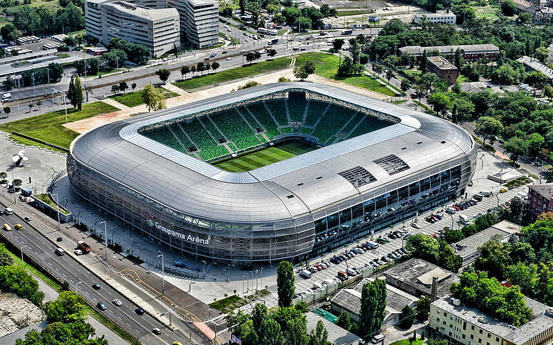 Groupama Arena, Budapest, Hungary, Ferencvarosi TC stadium, football, hungarian football stadium, sports arenas, HD wallpaper