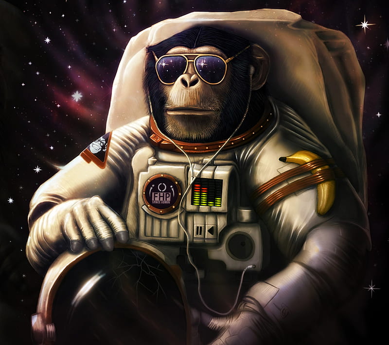 Space Gorilla, banana, fhp, gorilla, space, HD wallpaper