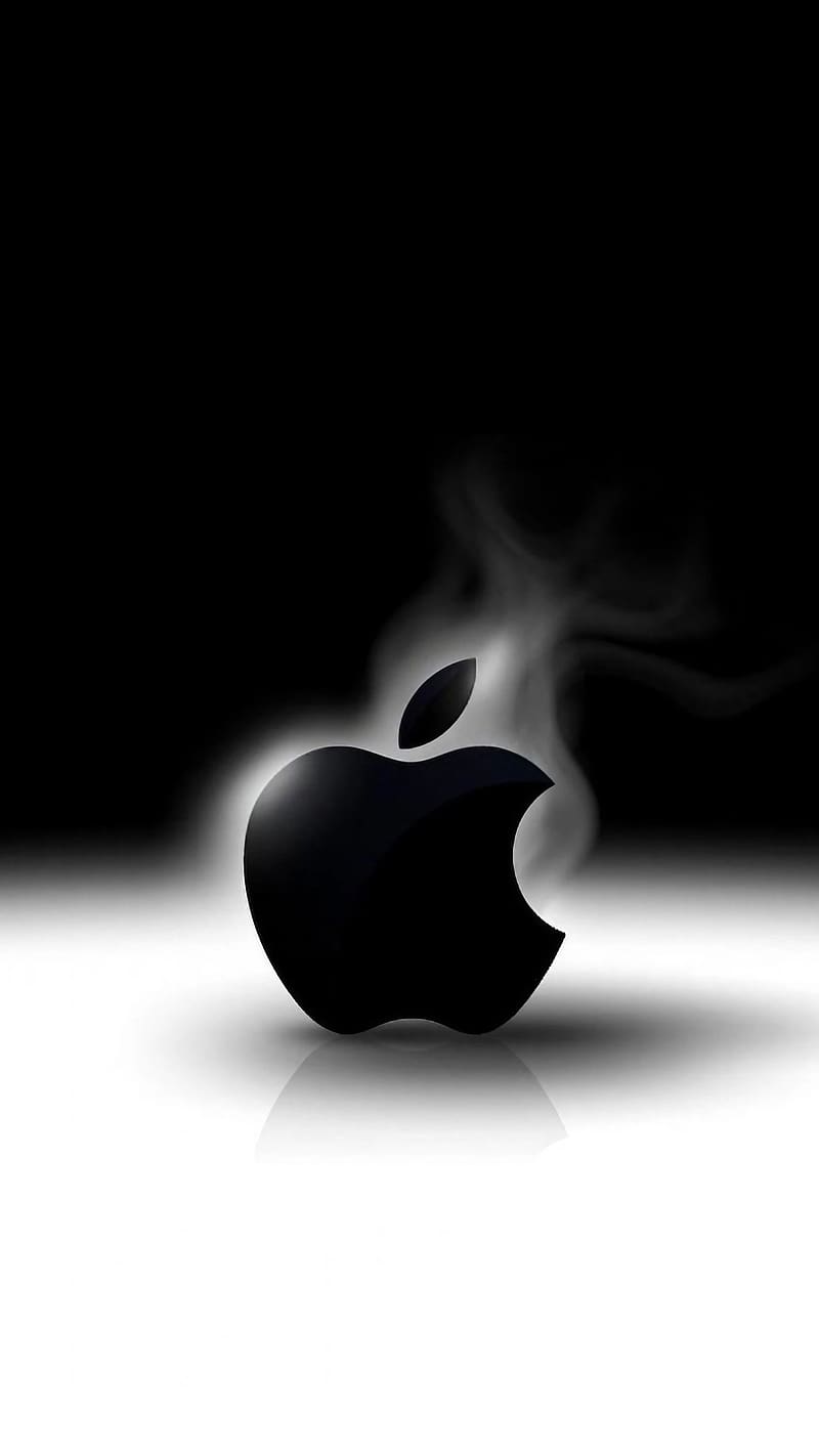 Apple Phone Ke, Smoke Background, black apple logo, iphone, HD phone wallpaper