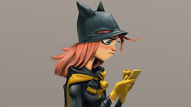 Batgirl Using Phone , batgirl, superheroes, artist, artwork, digital-art, artstation, HD wallpaper