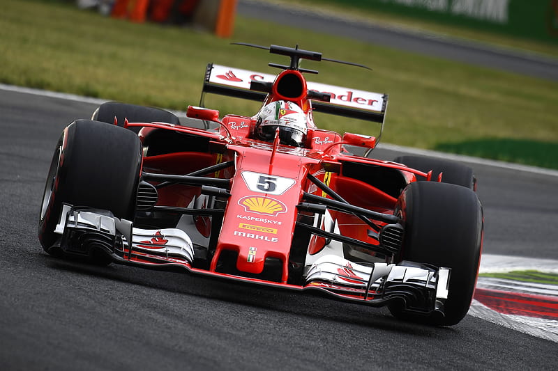 Sebastian Vettel in a Ferrari at 2017 Italian Grand Prix, Monza, 2017 Italian GP, Monza, Ferrari, Vettel, HD wallpaper