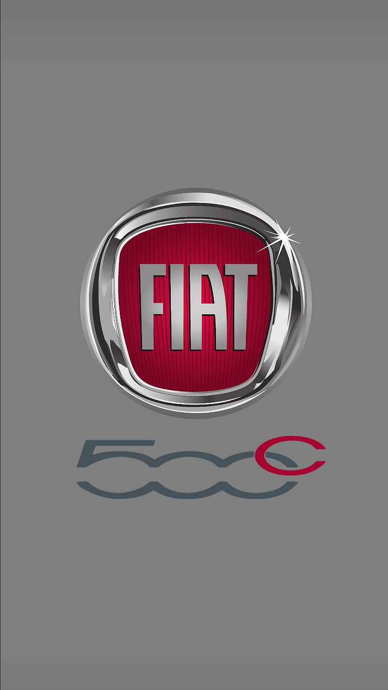 Fiat 500c grey, 500, logo, HD phone wallpaper