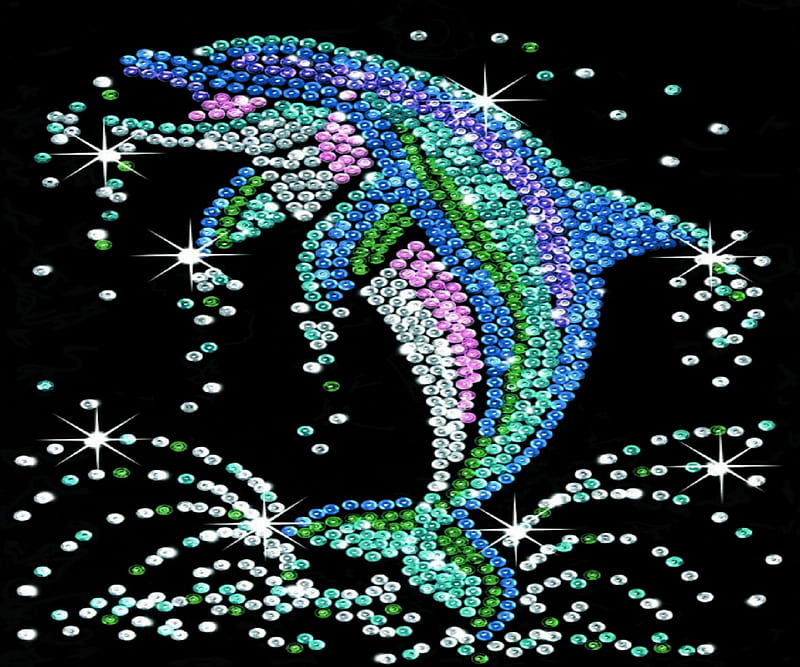 sequin dolphin, art, HD wallpaper