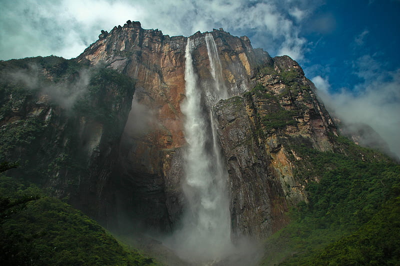 Falls 2, waterfall, nature, mountains, HD wallpaper
