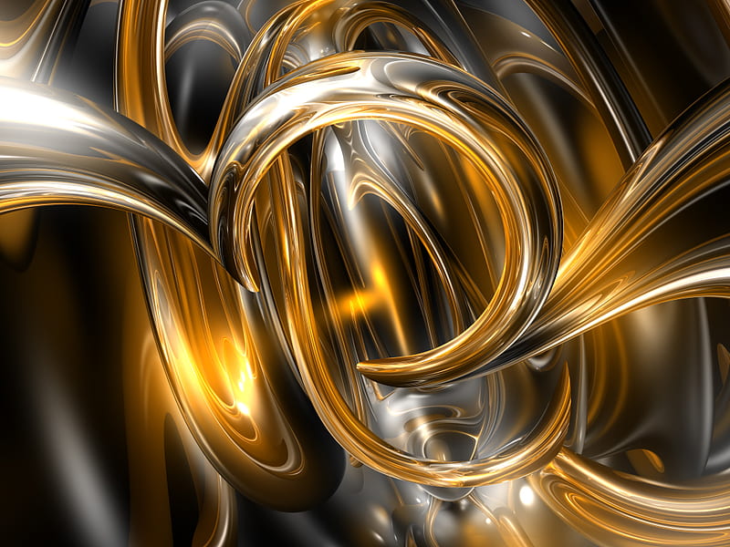 silver & gold wires, black, gold, silver, wires, HD wallpaper