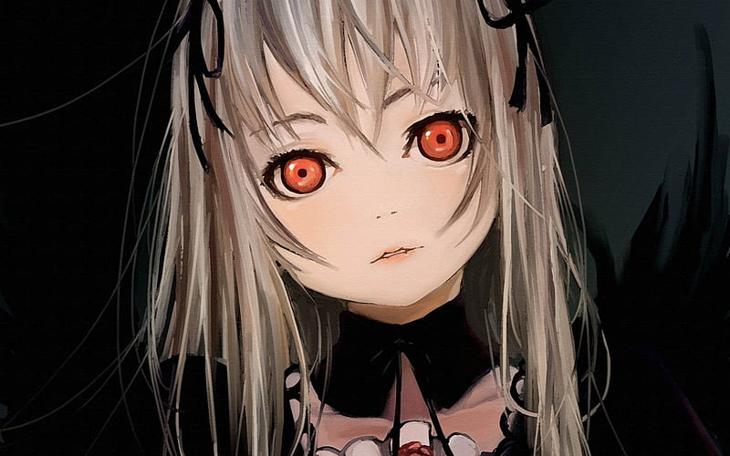 scary anime girl with red eyes