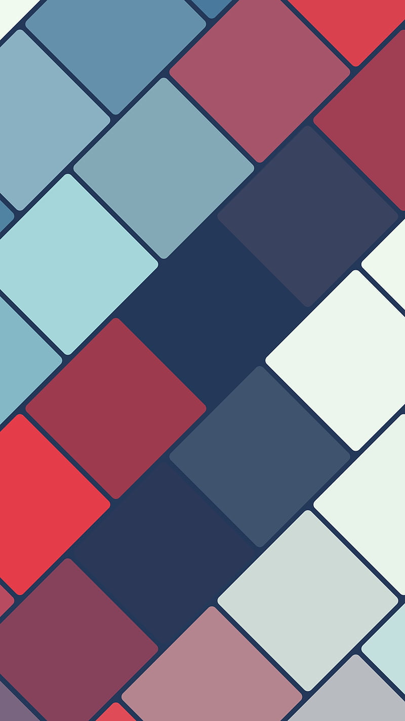 Tile 2, abstraction, blue, generator, pastel colors, pattern, red, rounded, squares, HD phone wallpaper