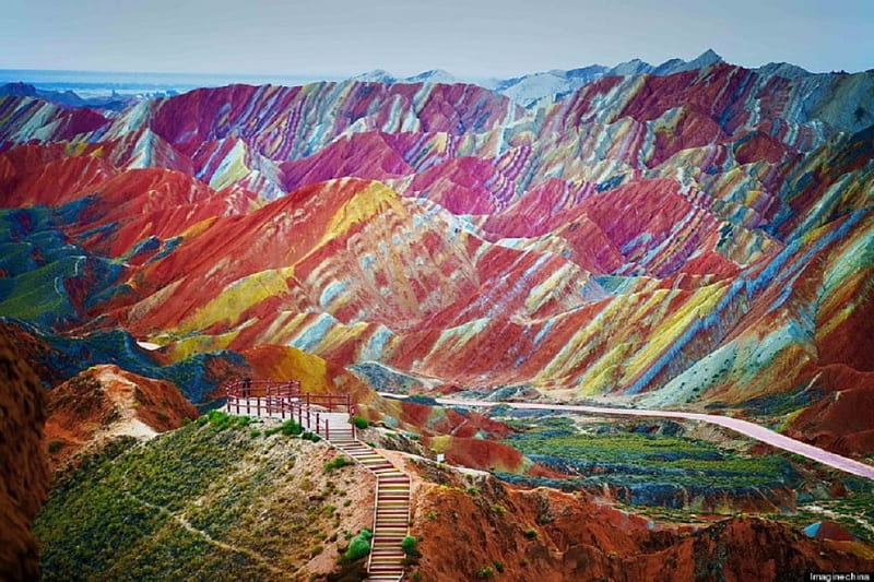 RAINBOW MOUNTAINS, CHINA, MINERALS, SANDSTONE, MOUNTAINS, HD wallpaper