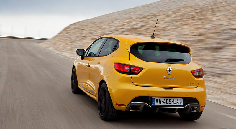 2013 Renault Clio RenaultSport (R.S.) 200 EDC Sirius Yellow - Rear , car, HD wallpaper