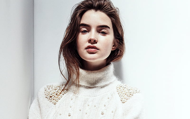 Ali Michael, actress, pretty girl, portrait, white sweater, HD wallpaper