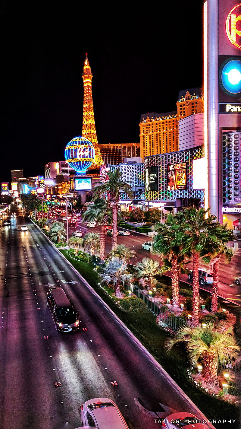 Vegas TP, lights, night, street, taylorgraphy, HD phone wallpaper