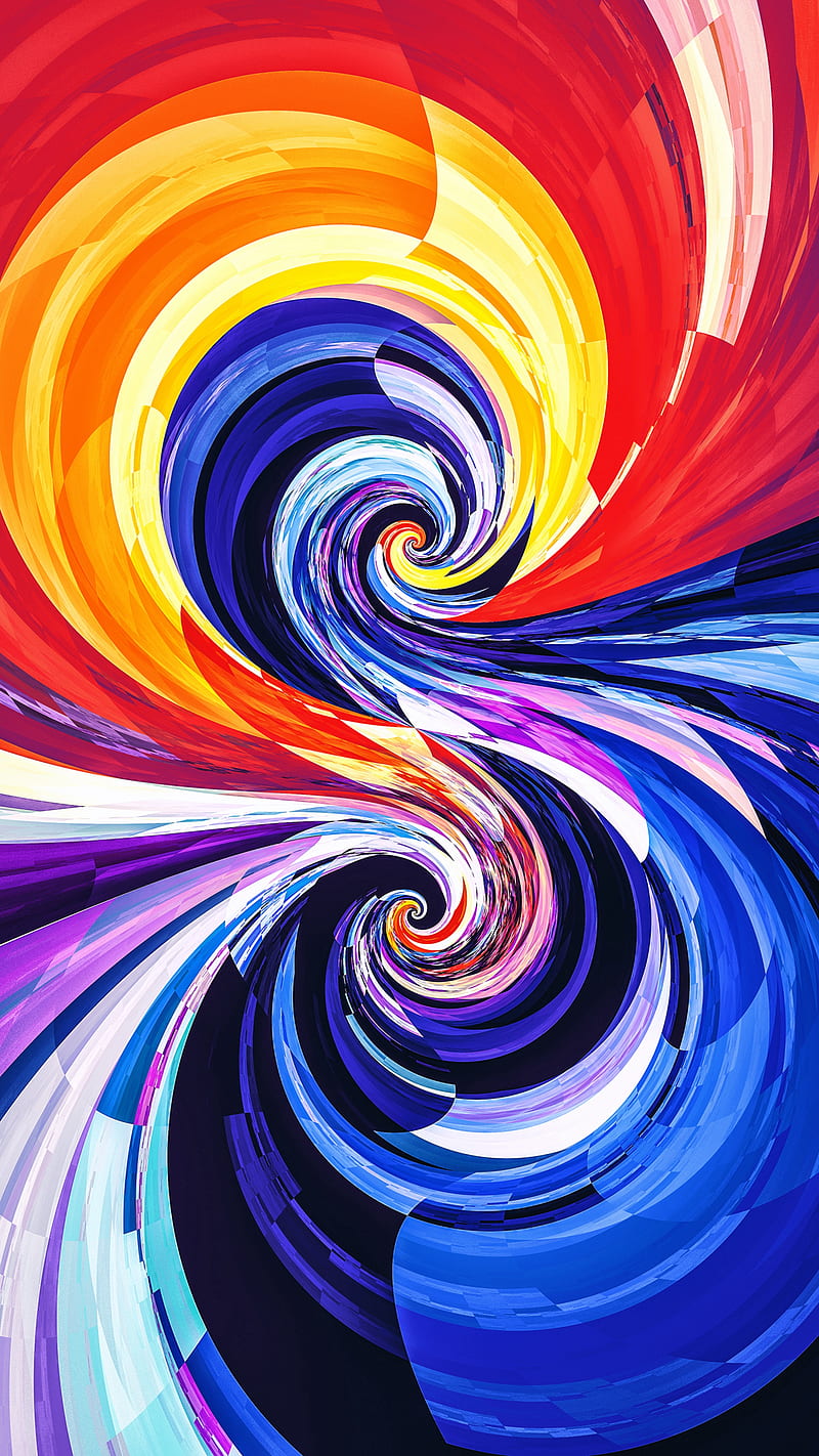 Swirling , spiral, circles, multicolored, abstract, HD phone wallpaper