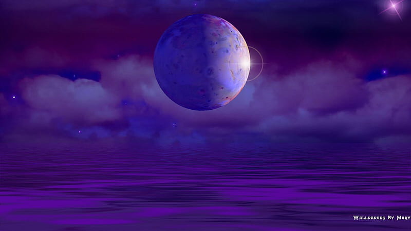 Purple Space 1600x900, oceans, planets, seas, space, scifi, HD wallpaper