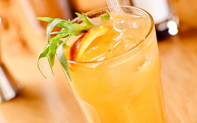 Orange Mai Tai Cocktail, bokeh, glass with drink, cocktails, Mai Tai Cocktail, Mai Tai, Glass with Mai Tai, HD wallpaper