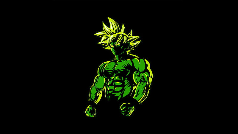 Son Goku , anime, black, dragon ball, green, hero, son goku, strong, yellow, HD wallpaper