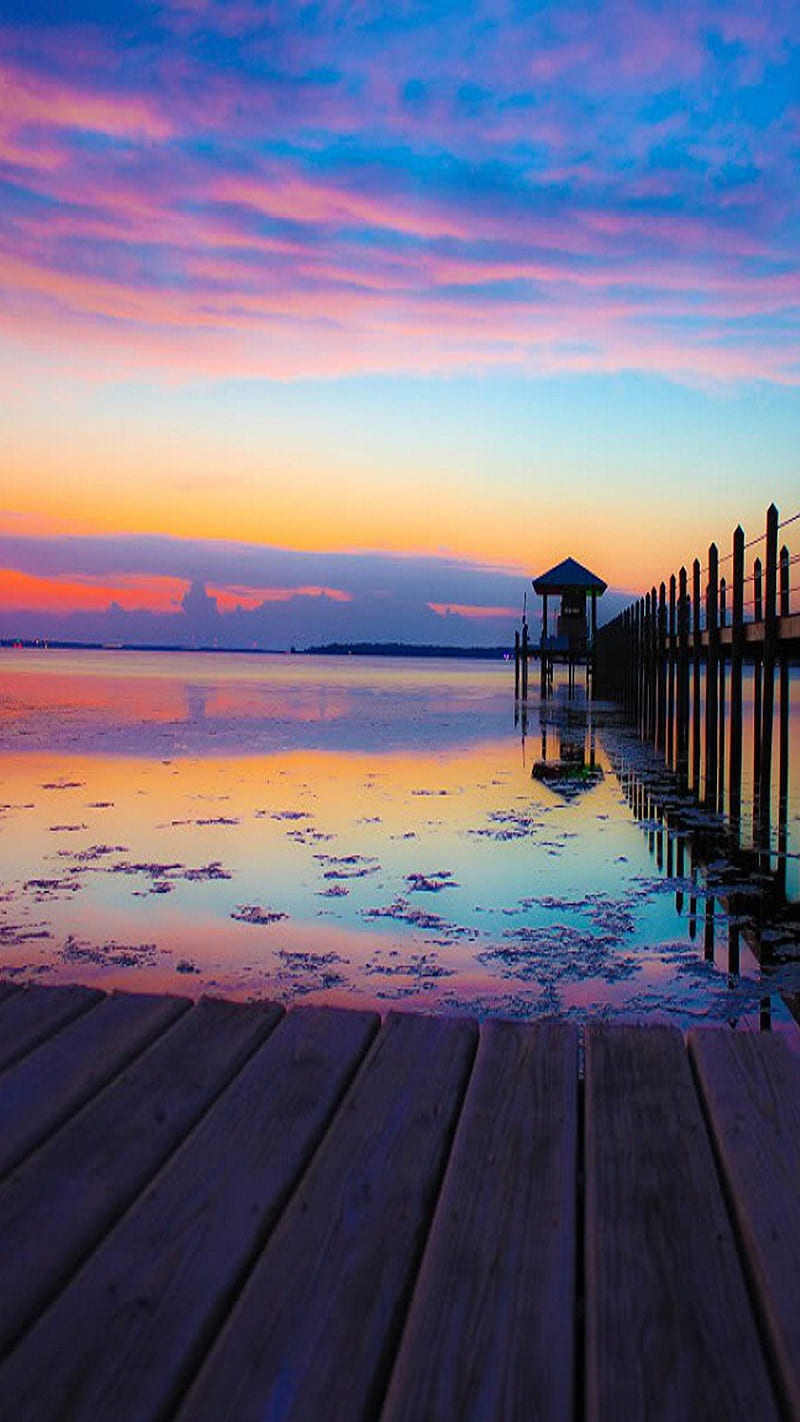 The dock, sea, sunset, HD phone wallpaper | Peakpx
