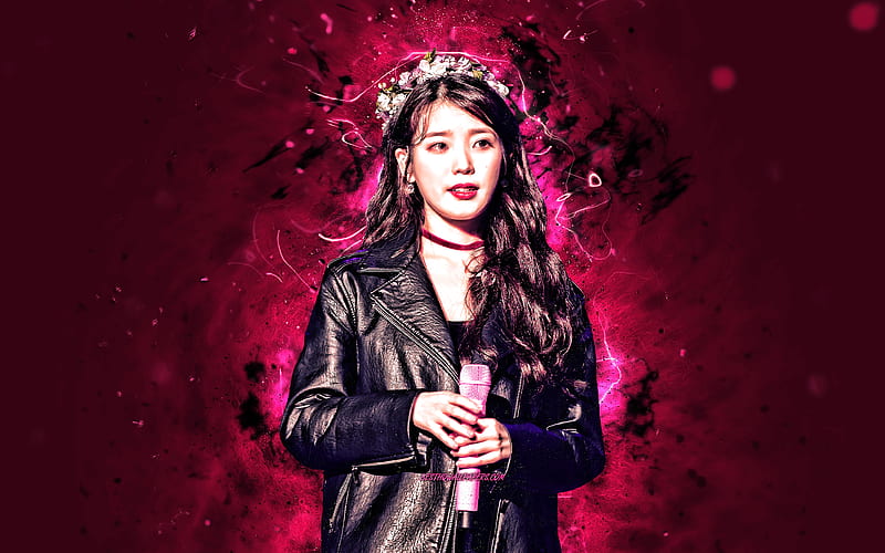 Iu K Pop South Korean Singer Purple Neon Lights Lee Ji Eun South Korean Celebrity Hd Wallpaper Peakpx