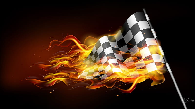 The Finish Line, race, win, trophy, racing, finish line, checkered flag, fire, flame, hot, HD wallpaper