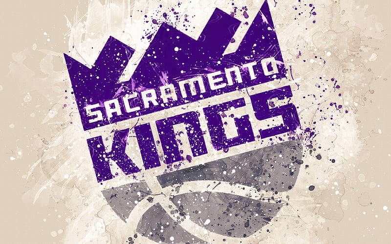 Sacramento Kings grunge art, logo, american basketball club, white grunge background, paint splashes, NBA, emblem, Sacramento, California, USA, basketball, Western Conference, National Basketball Association, HD wallpaper