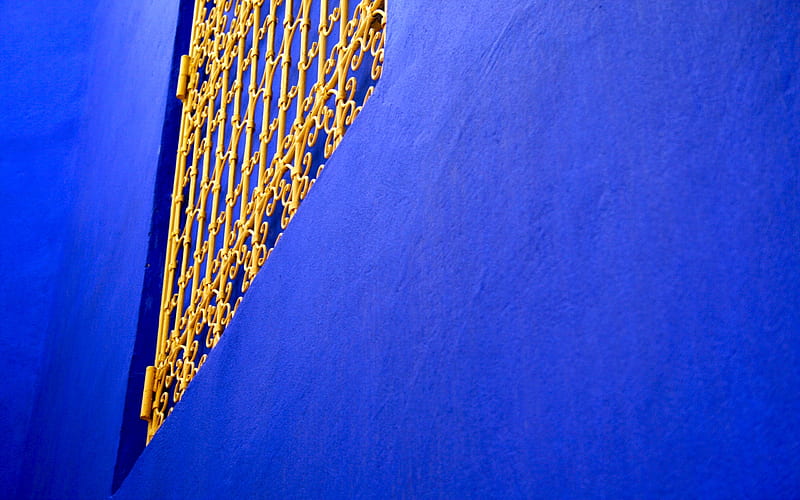 Majoelle in Blue, architecture, house, window, majorelle, facade, blue, HD wallpaper