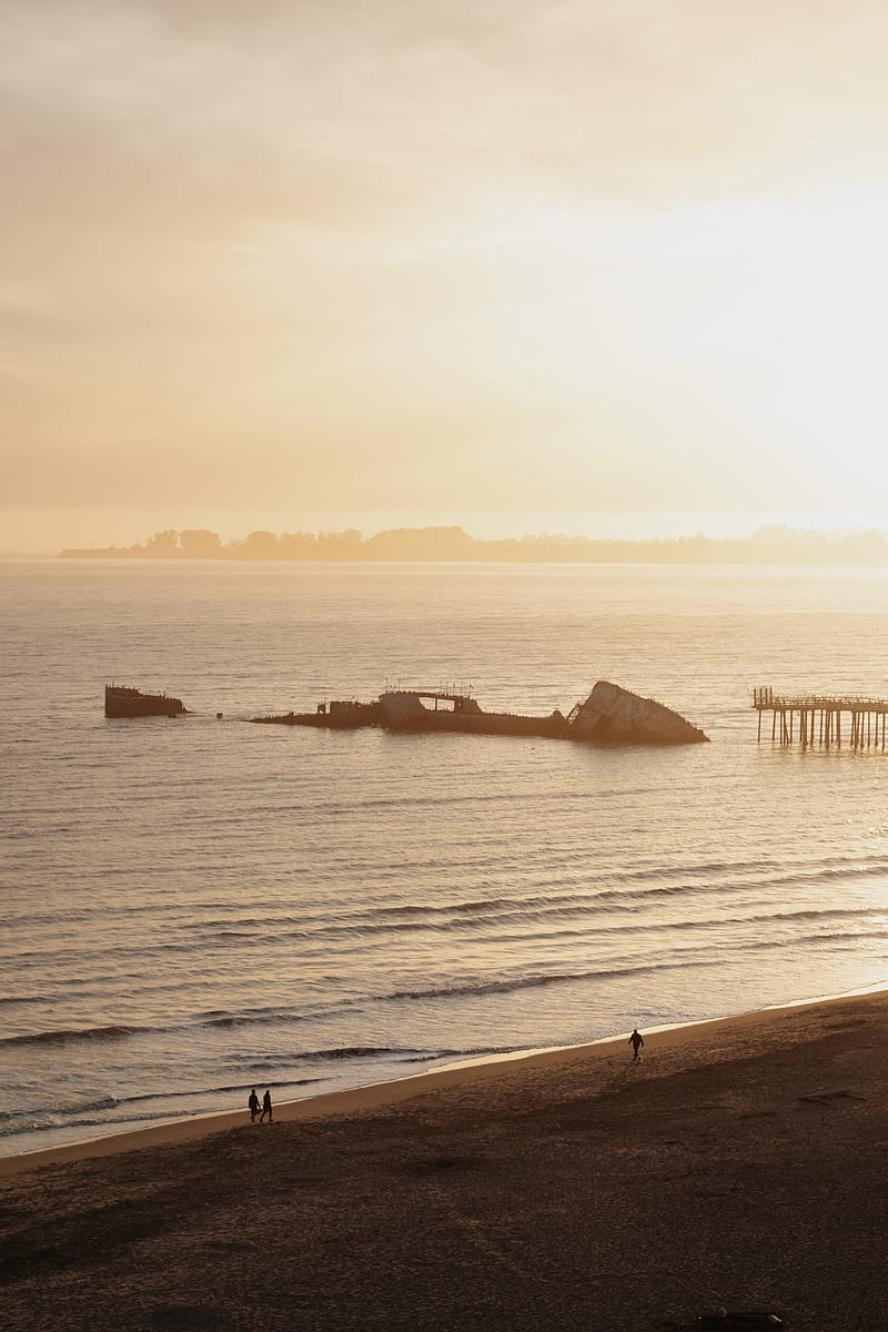 brown wooden dock on sea during daytime, HD phone wallpaper