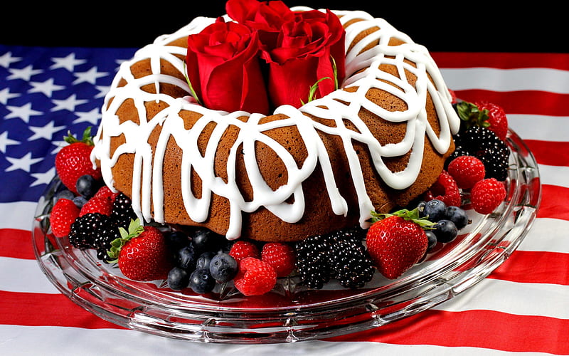 Roses N Berries Cake, Cake, Roses, Red, Berries, HD wallpaper