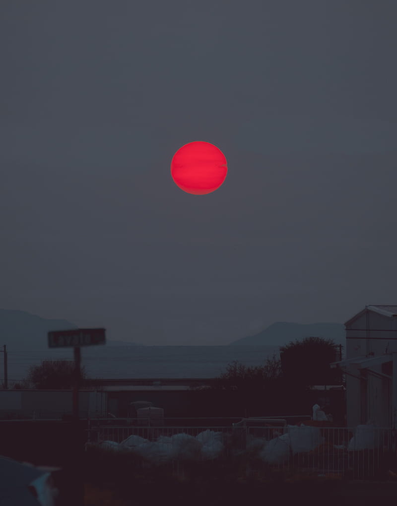 Ominous Red Sunset, aesthetic, dark, horror, lofi, moody, nature, outrun, red, sky, sunset, HD phone wallpaper