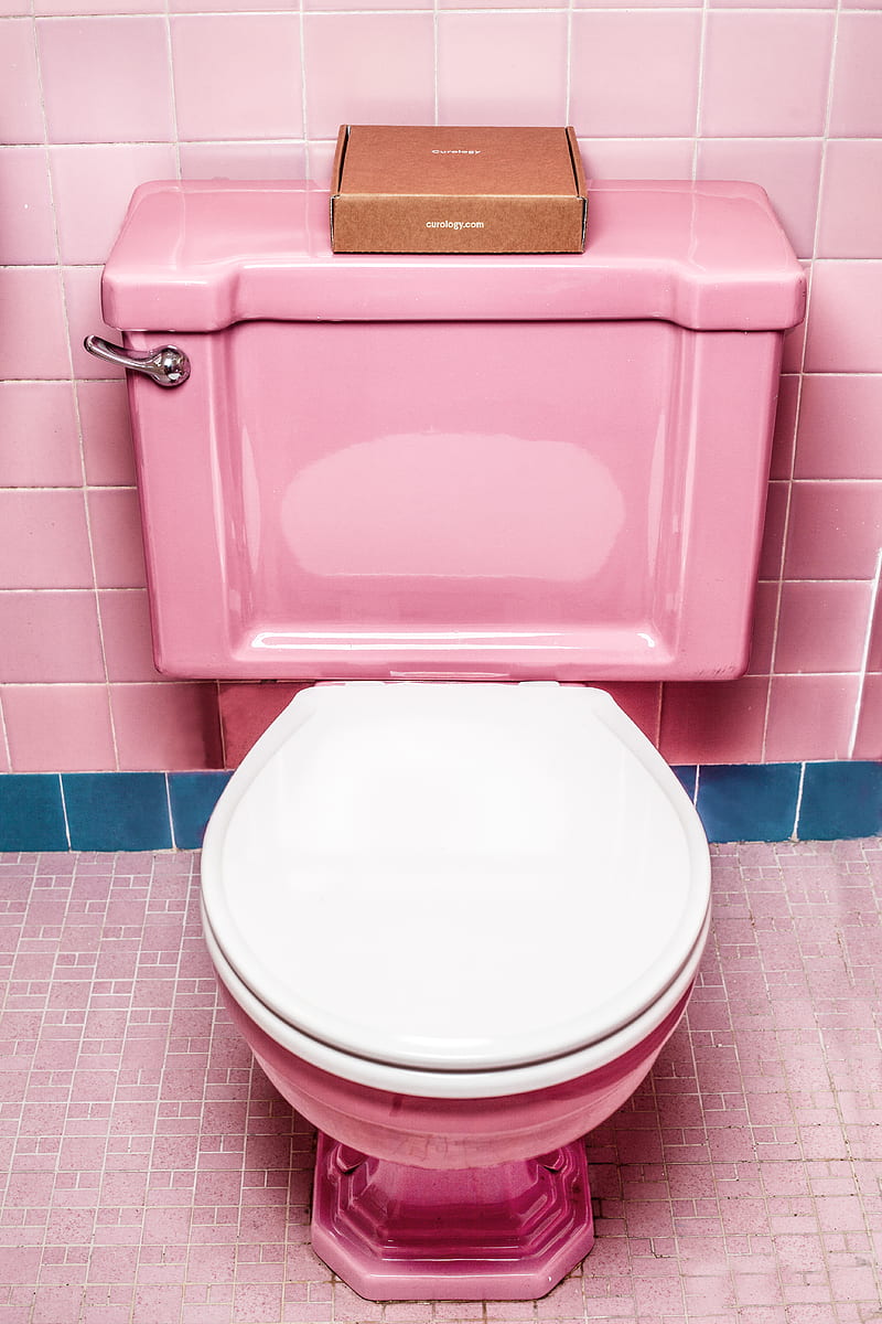 pink and white ceramic toilet bowl, HD phone wallpaper