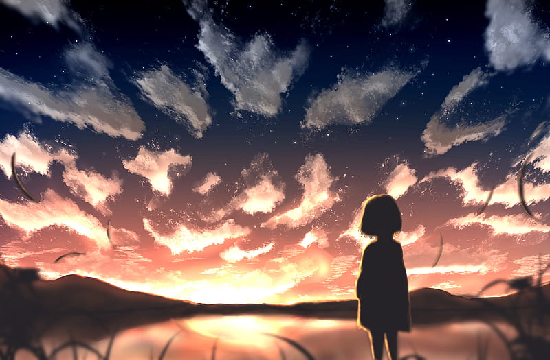 Anime Sunset HD Wallpaper by 画师JW