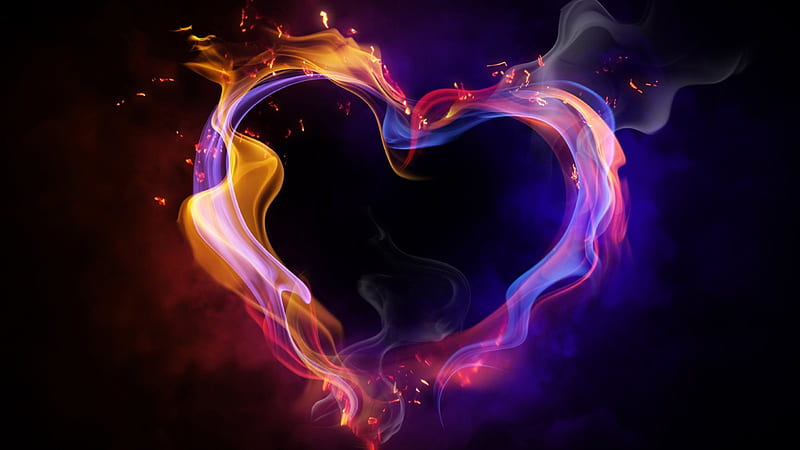 Smokin Heart, color, smoke, heart, HD wallpaper
