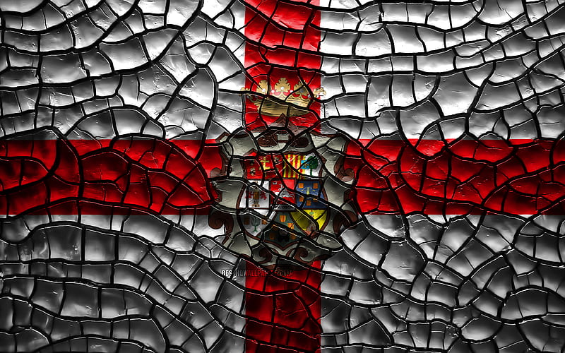 Flag of Huesca spanish provinces, cracked soil, Spain, Huesca flag, 3D art, Huesca, Provinces of Spain, administrative districts, Huesca 3D flag, Europe, HD wallpaper